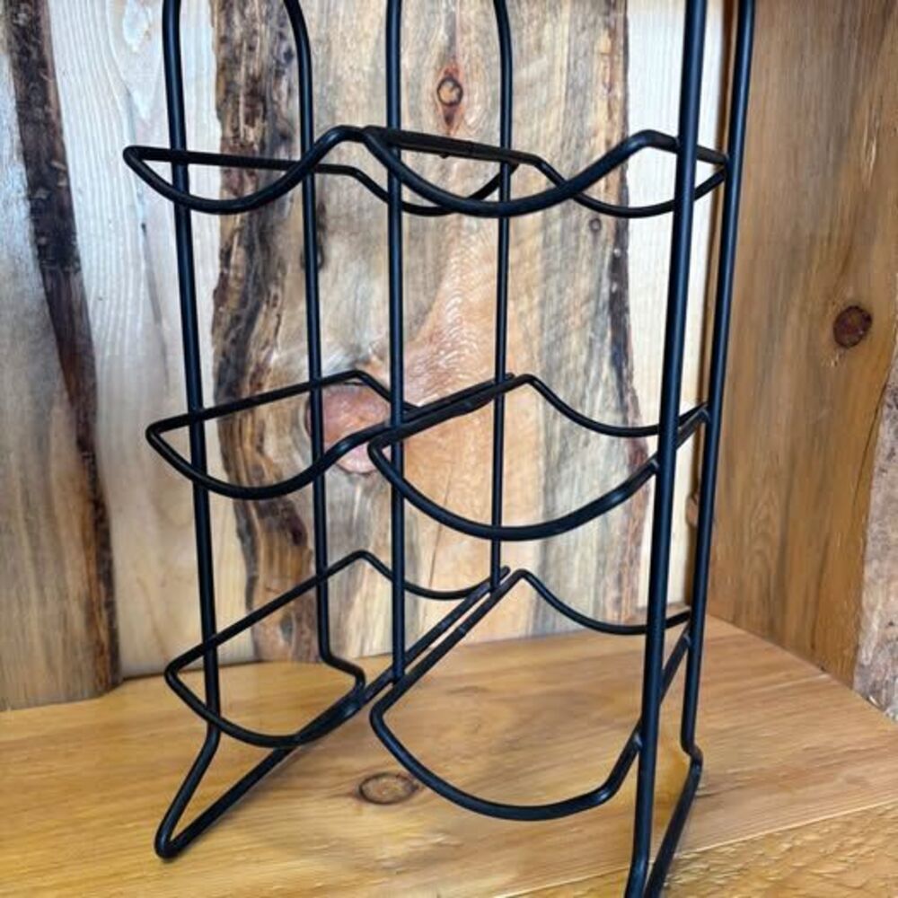 Black countertop metal wine rack - 6 bottles